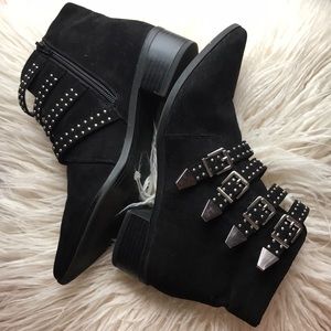 Studded buckle booties